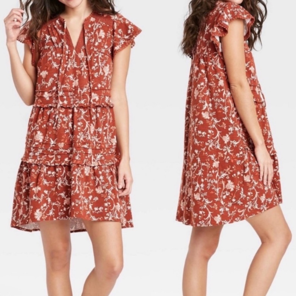 KNOT ROSE MINI TIERED FLORAL DRESS